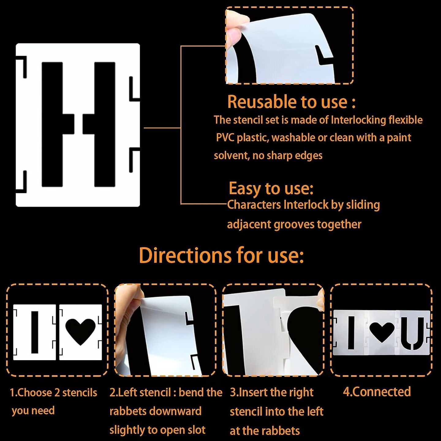 42 Pcs Reusable Alphabet Letter Stencils (4 Inch)