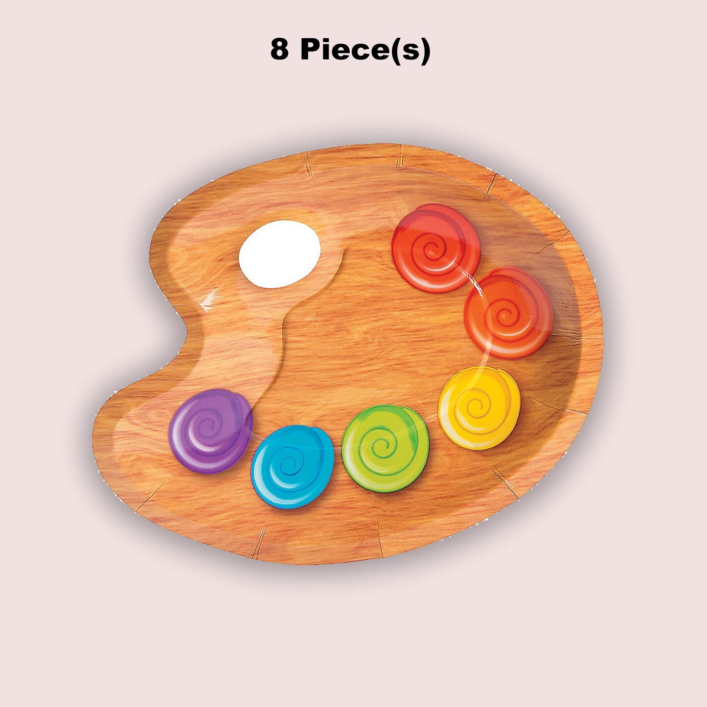 8 Count Artist Party Paint Palette Shaped Paper Dessert Plates 9x7 Inch