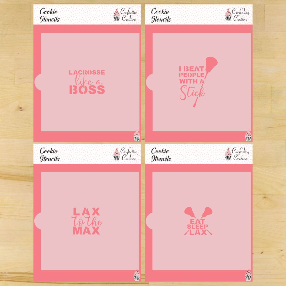 Lacrosse Messages Cookie Stencil Set | Sports Cookie Stencil | DIY Stencil | Craft Stencil | Confection Couture |