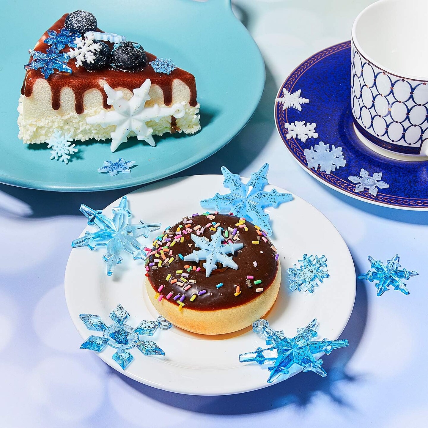 3 Pcs 3D Snowflake Silicone Mold Fondant Snowflake Chocolate Candle(Clear)