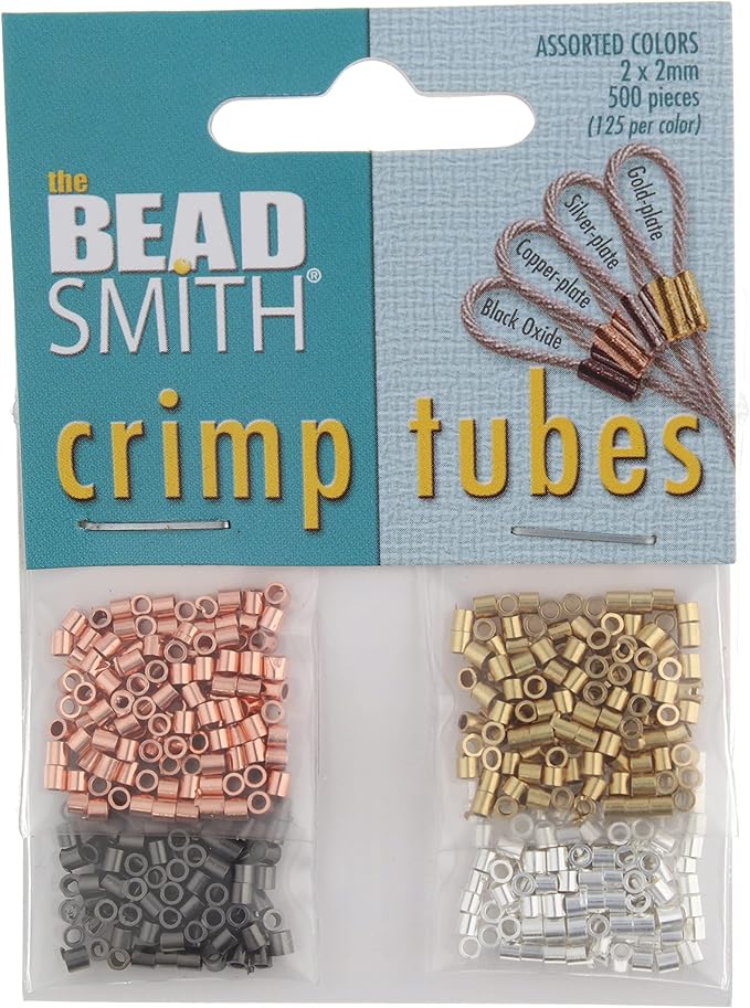 The Beadsmith Tube Crimp Beads, Gold Color, Uniform Cylindrical Shape, No Sharp Edges, Designed to Secure the Ends of Jewelry Stringing Wires and Cables