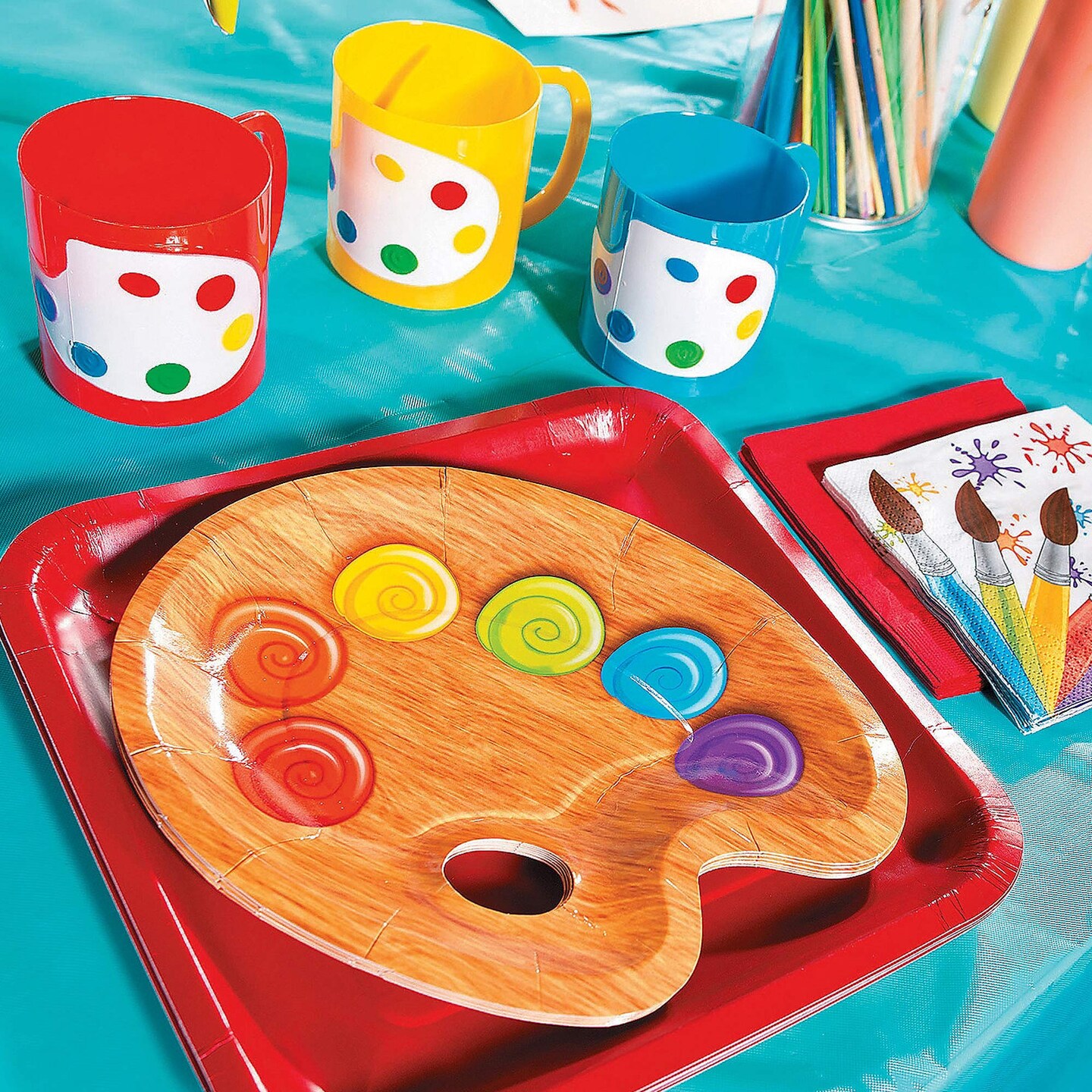 8 Count Artist Party Paint Palette Shaped Paper Dessert Plates 9x7 Inch