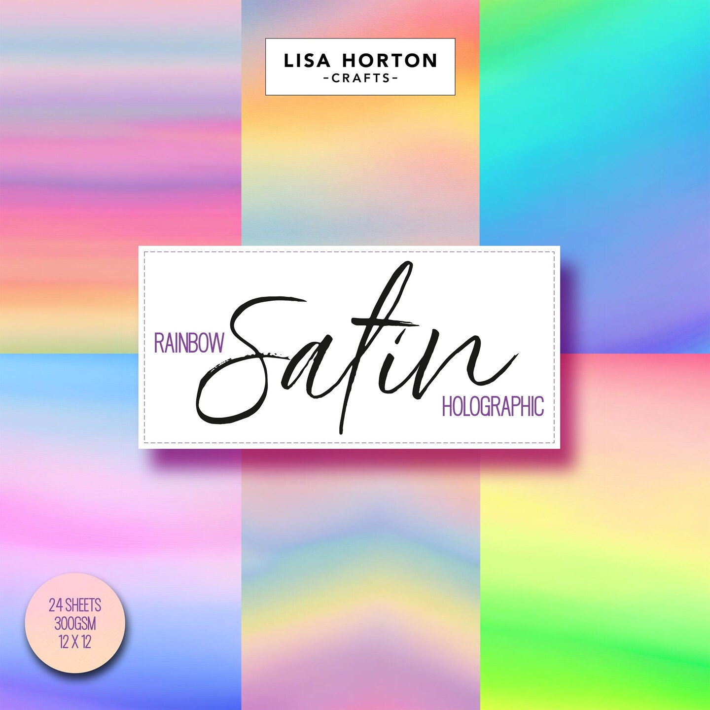 Lisa Horton Crafts 300gsm Cardstock 12"X12"-Rainbow Satin Holographic
