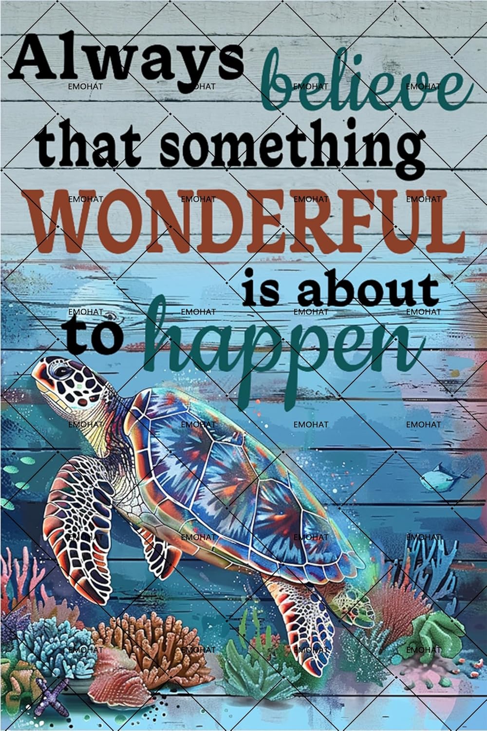 Metal Tin Sign Summer Sea Turtle Wall Decor , Gift Ideas for Friends Wall Decor 12x8 Inches