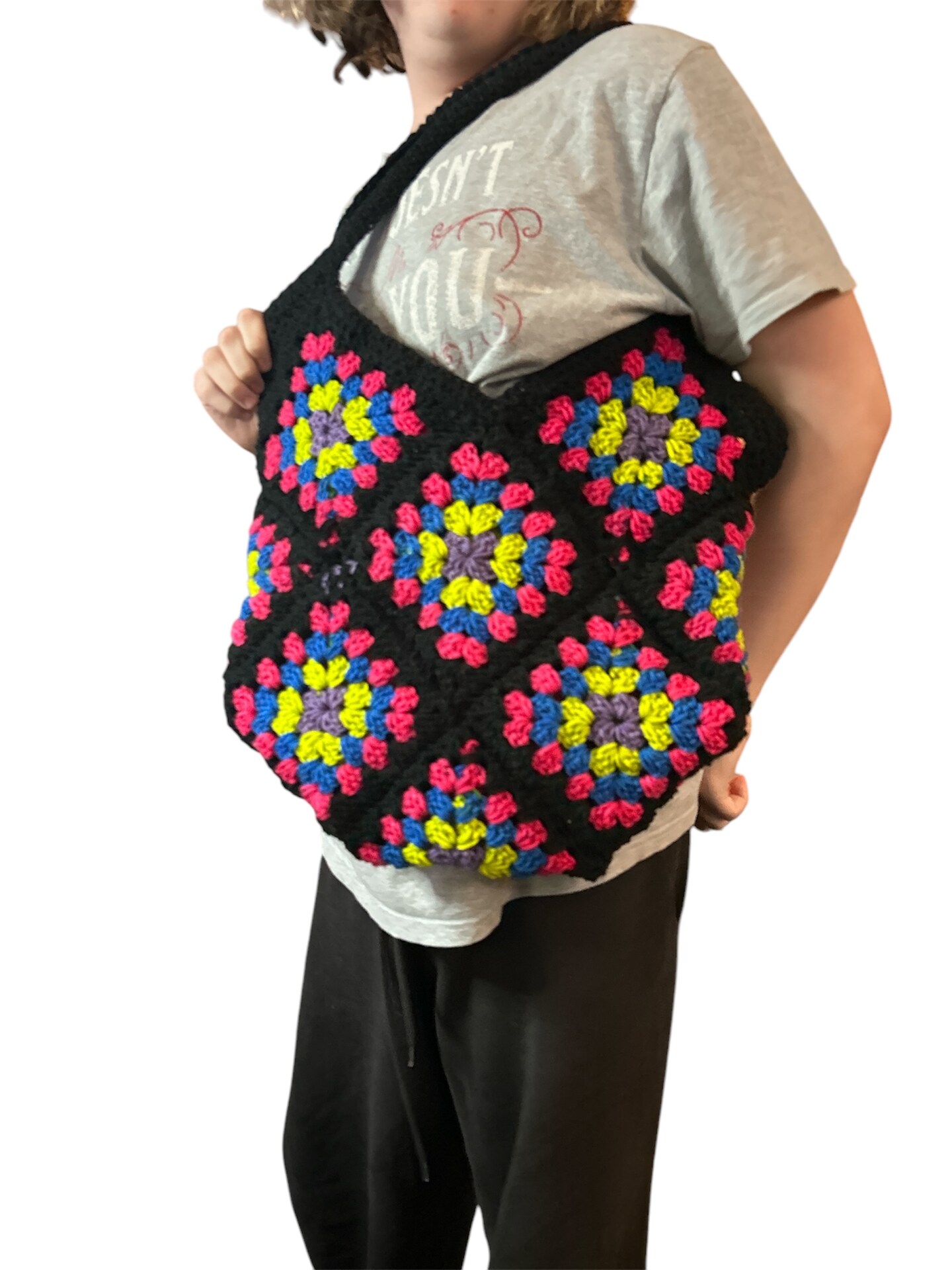 Neon Lovers Granny Square Crochet Tote Market Bag Large Oversized  MakerPlace by Michaels