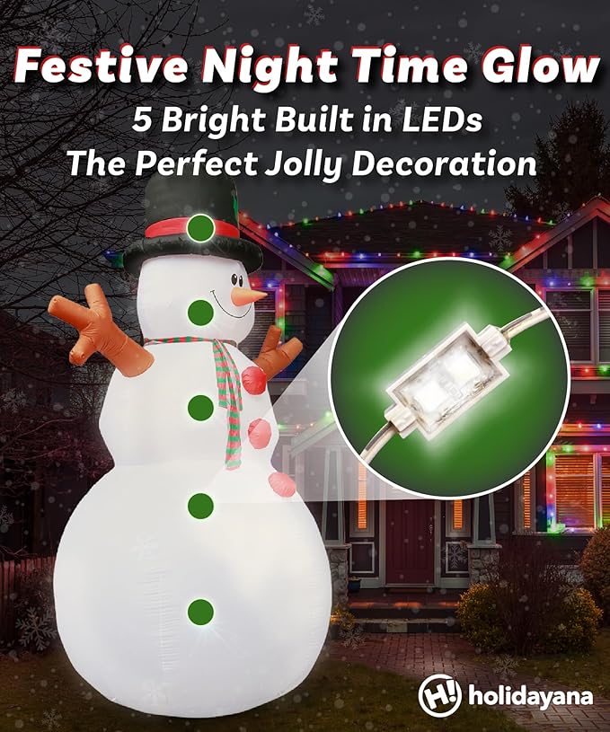 Large 15ft Tall Snowman - Inflatable Outdoor Christmas Decorations Blow Up X-mas Decorations for Yard, Lawn &#x26; Garden Internal Lights &#x26; Built-in Fan