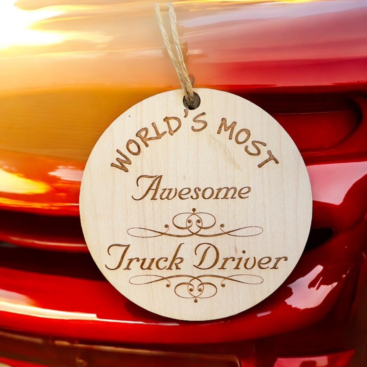 Worlds most Awesome Truck Driver - Ornament - Raw Wood