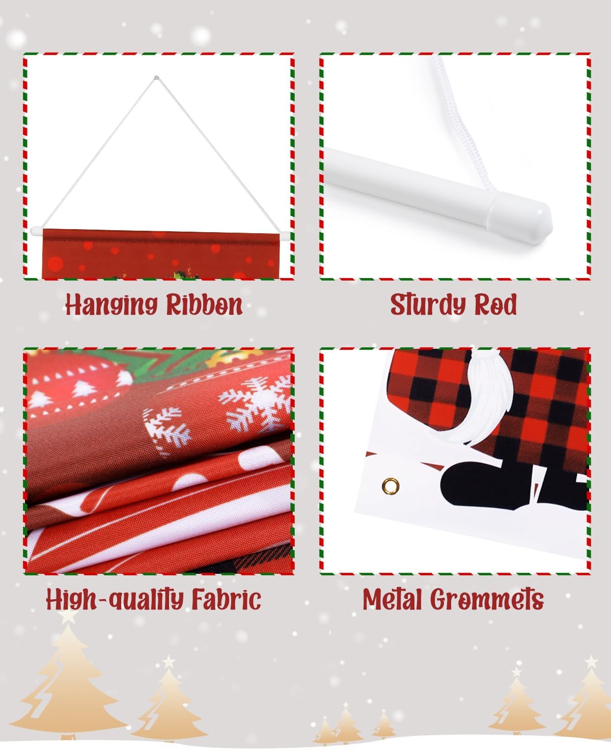 Christmas Decorations Outdoor Yard Front Porch Sign Set, Red Plaid Door Banner, Merry Christmas Hanging Banner Flag for Home Indoor Outdoor Xmas Decor Wall Front Door Yard Garage