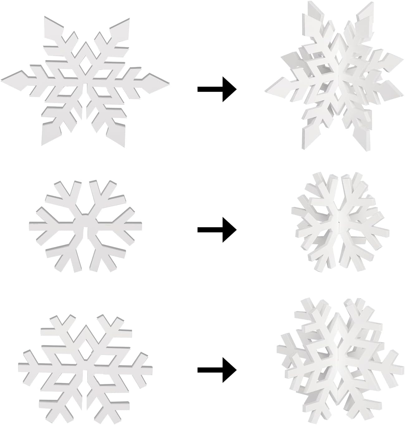 Christmas Table Wooden Sign, 3 Pcs White Snowflake Christmas Rustic Farmhouse Table Decoration,Multiple Sizes Christmas Tiered Tray Decor for Xmas New Year Winter Holiday Home Decorations