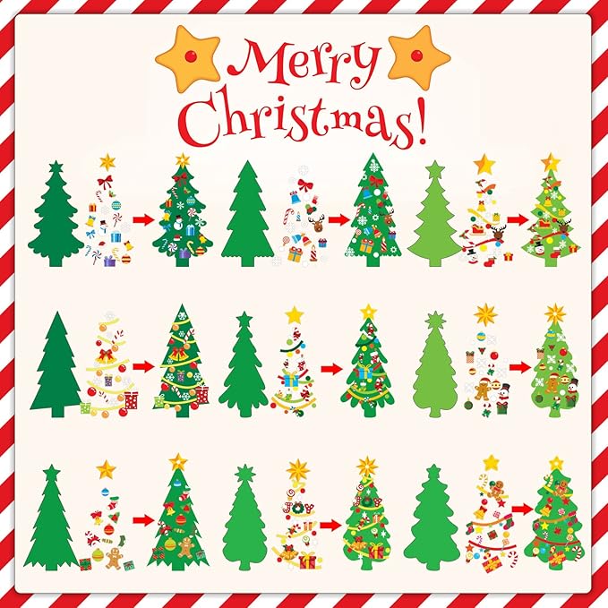 945Pcs DIY Christmas Tree Craft Kit Kids Holiday Art Making Craft with Stickers, Make Your Own Christmas Bookmark Xmas Party Favor Decoration Home Classroom Game Activities