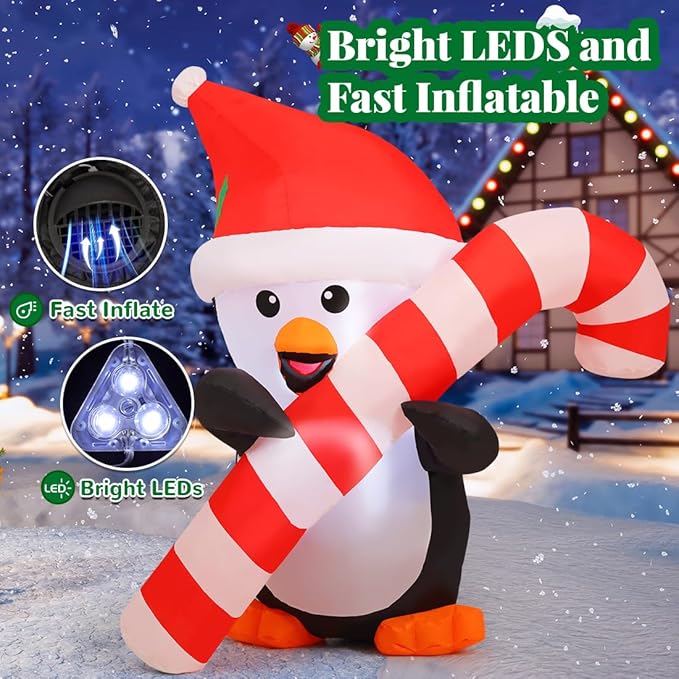 3ft Penguin With Candy Cane LED Lit FREE hotsell SHIPPING