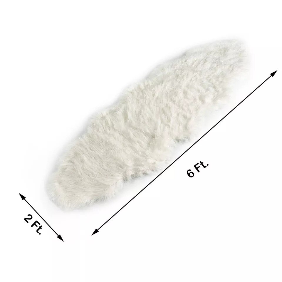 6 ft White Faux Fur Throw Sheepskin Rug Home Decorations Floor Mat Chair Drape