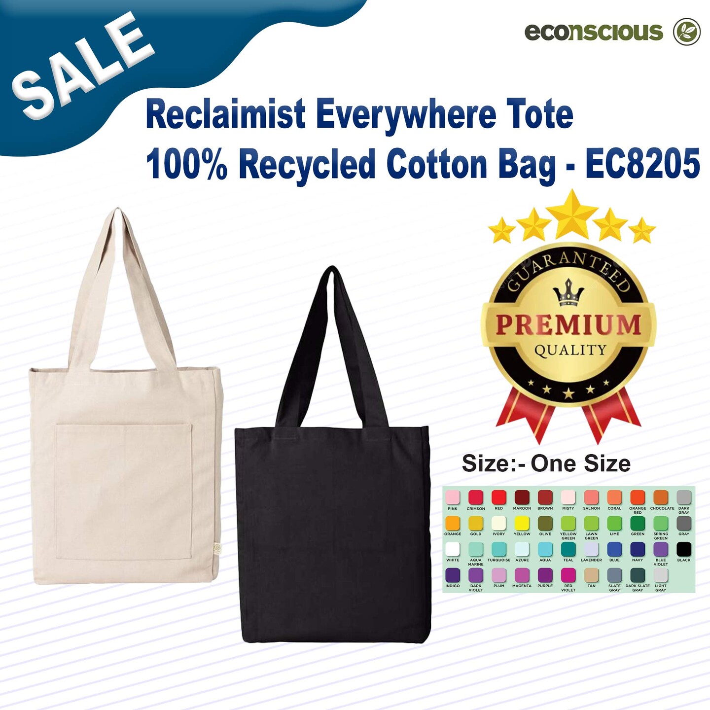 Econscious® Reclaimist Everywhere Tote 100% Recycled Cotton Bag