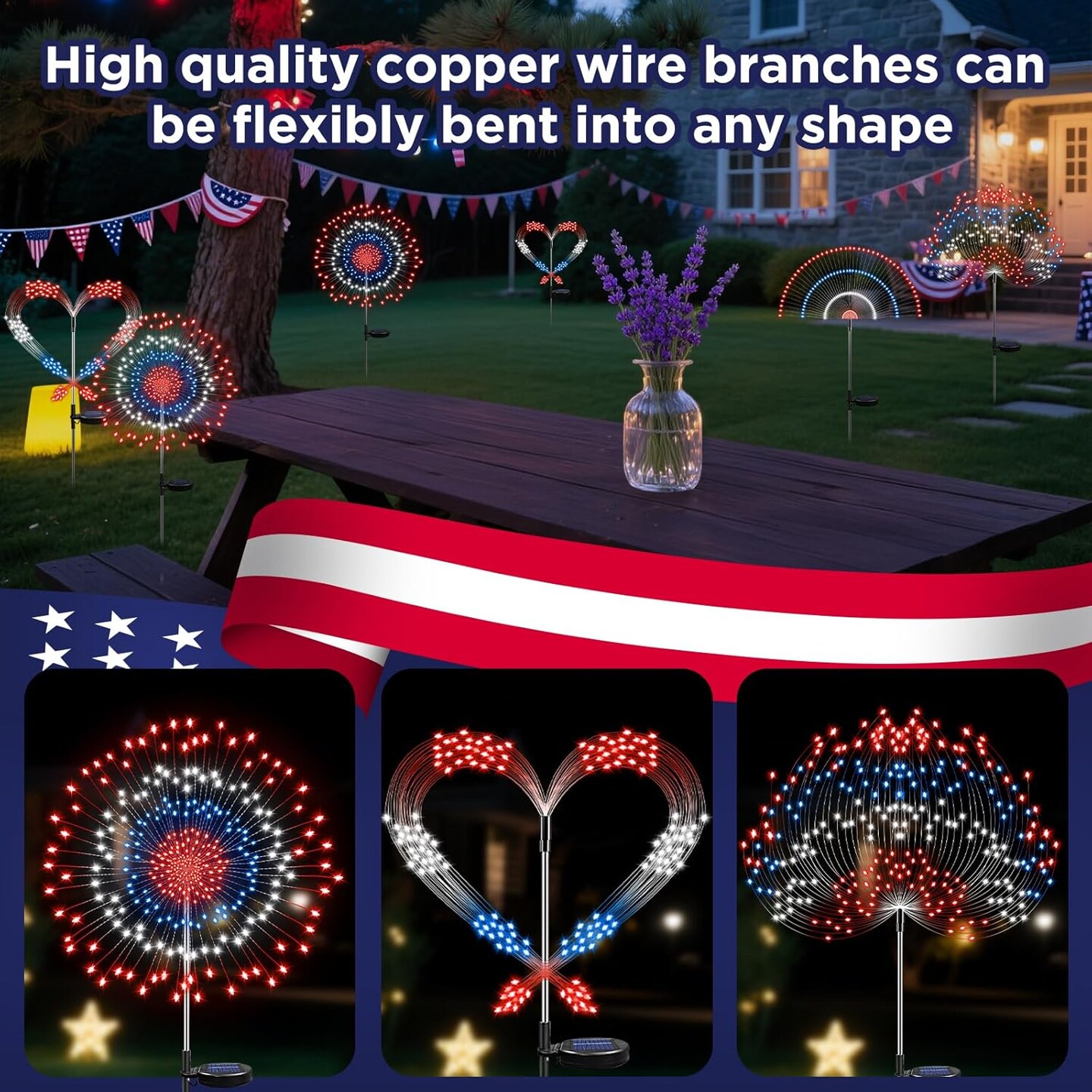 4th of July Decorations Solar Lights Outdoor