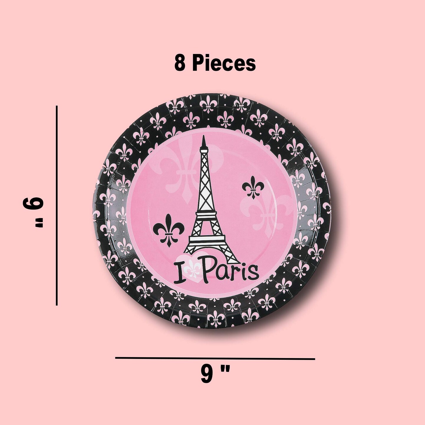 8 Count Paris Eiffel Tower Paper Plates 9 Inch Perfectly Paris Party Supplies