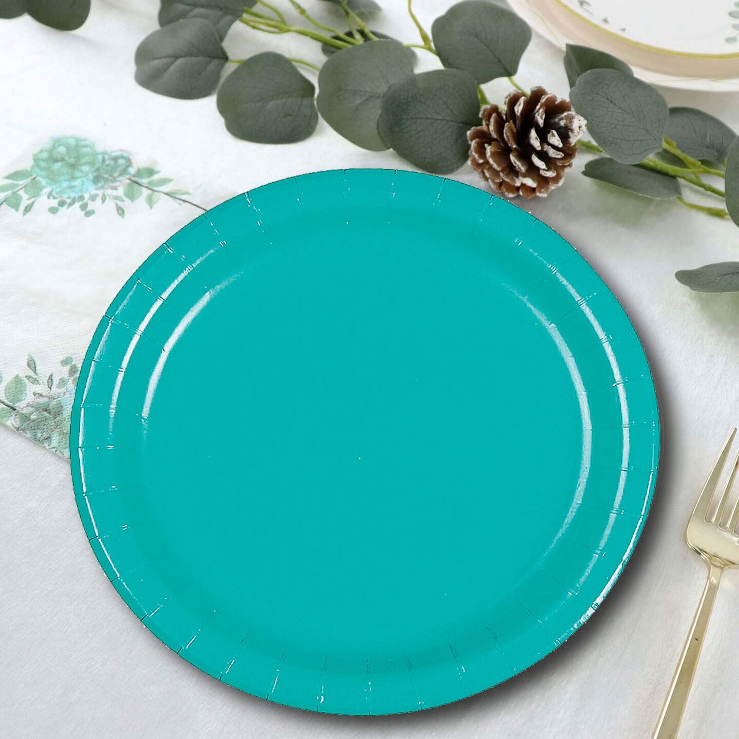 24 Count Teal Color Paper Dessert Plates for Birthday Wedding Party 7"