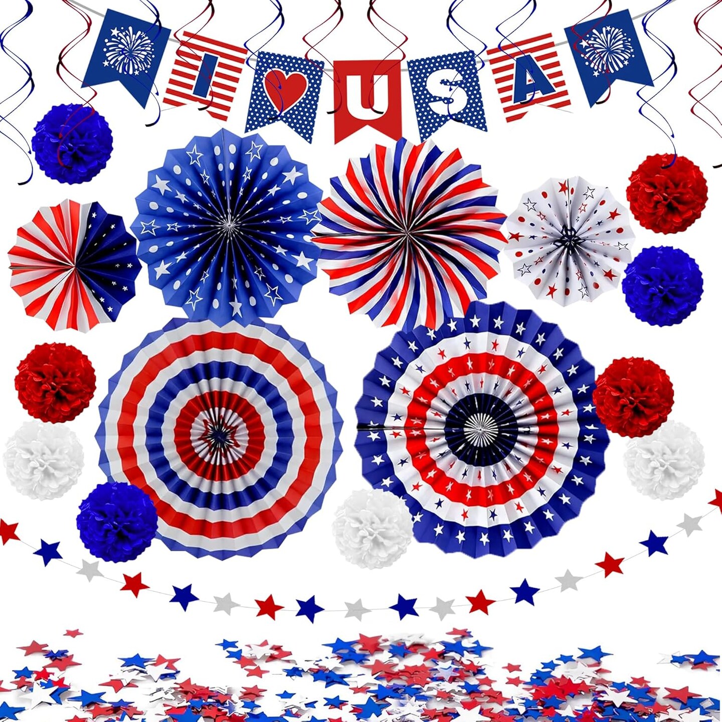 30PCS 4th of July Decorations - Patriotic Love USA Banner