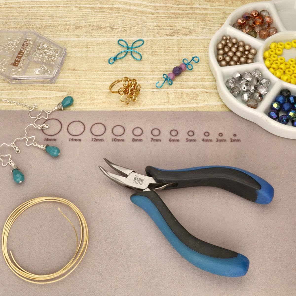 The Beadsmith Ergonomic Pliers, Chain Nose, Round Nose, Flat Nose, Bent Chain Nose & Semi-Flush Side Cutter – Extra-Fine Tips, Comfortable Ergonomic Grip & Double-Leaf Springs