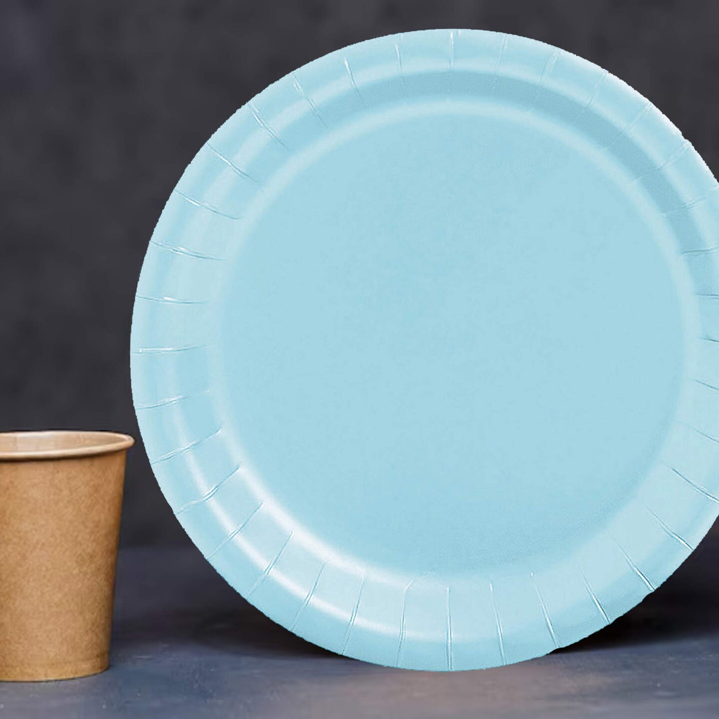 24 Count Light Blue Color 7 Inch Paper Dessert Plates for Baby Showers