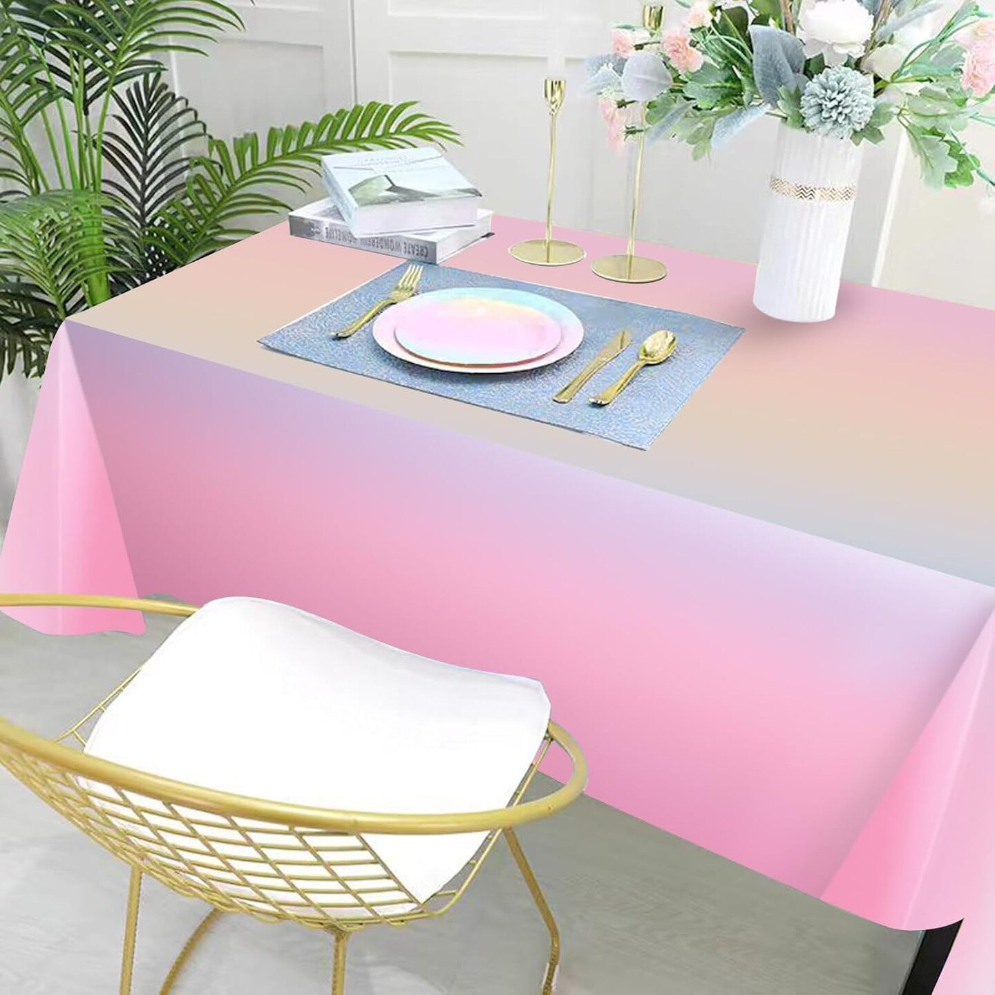 6 Pack Rainbow Tablecloth Pastel Table Cloths