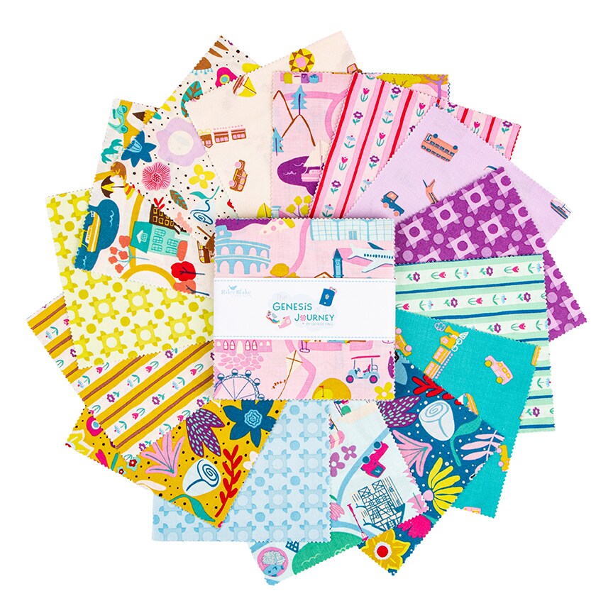 The Genesis of a Journey 5" Square Pack (Charm Pack / 5" Stacker) by Genesis Hall for Riley Blake (5-16930-42)