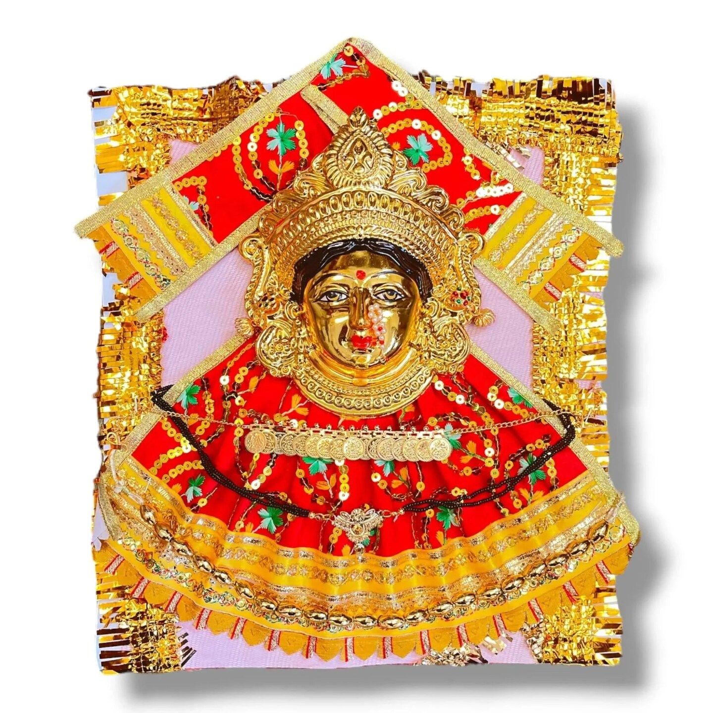 Varalaxmi Goddess Face Set Devi Mata Mukhota Mahalaxmi Face Idol Gotta with Embroidery Dress Jewelry for Vara Lakshmi Vratam Navaratri Margashirsha Vratha Pooja Temple