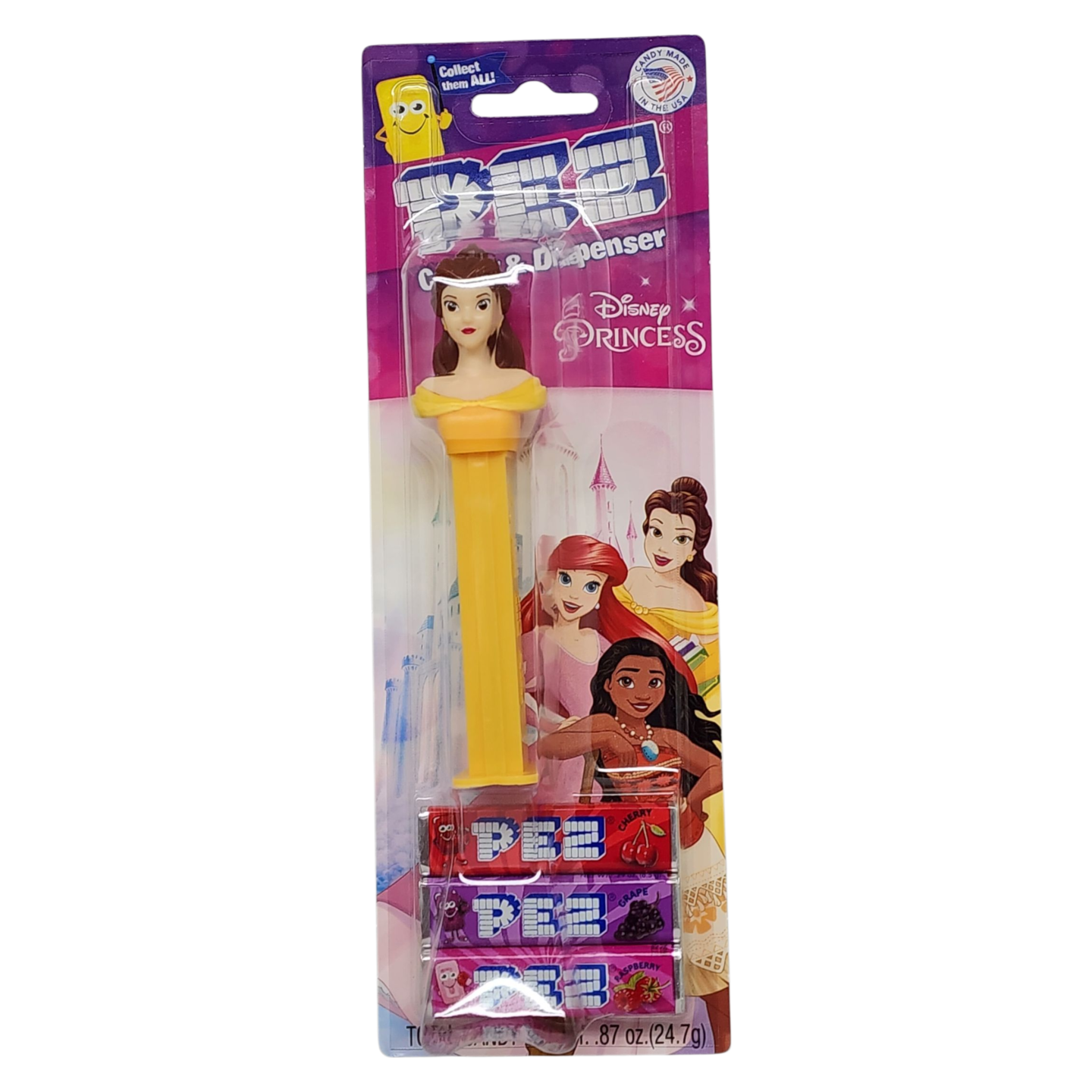 Pez 'Disney Princess' Dispenser with 3 Candy rolls - Belle - Hair Down
