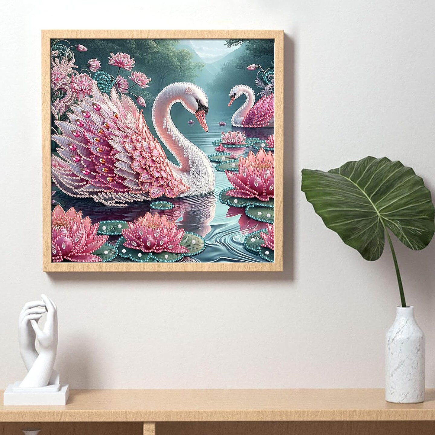 5D Special Shape Diamond Art Kits for Beginners, Diamond Painting Kits for Adults, Crystal Rhinestones Diamond Painting for Home Wall Decoration Gift 12×12 inch/30×30 cm, Beautiful Swan