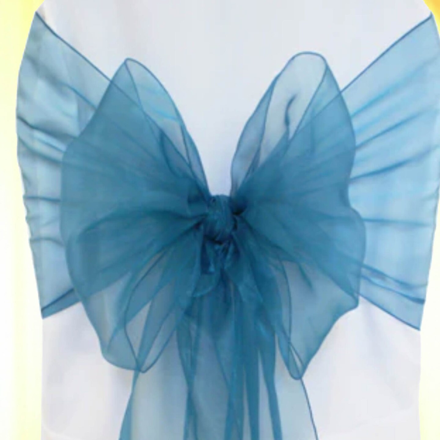 10 Pieces Peacock Organza Chair Bands, 12&#x22;x116&#x22; Stylish Angled End Decor