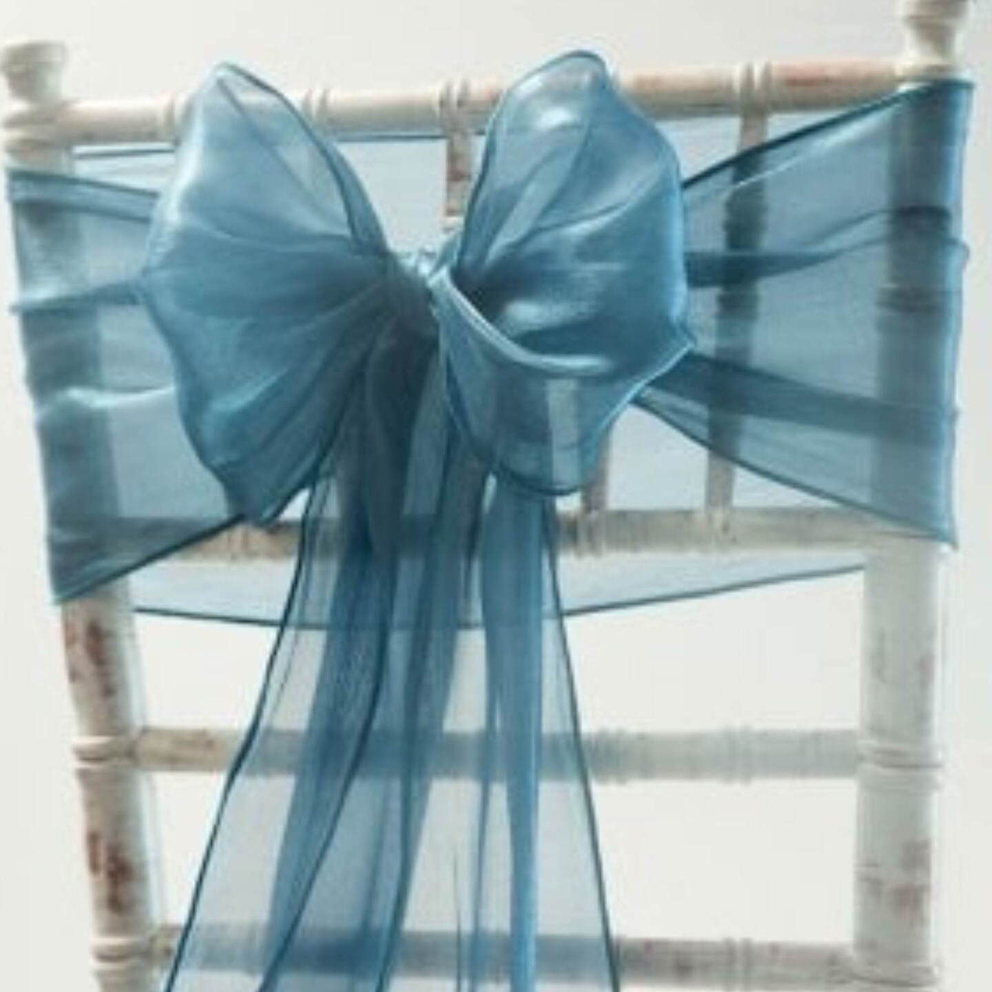 10 Pieces Peacock Organza Chair Bands, 12&#x22;x116&#x22; Stylish Angled End Decor