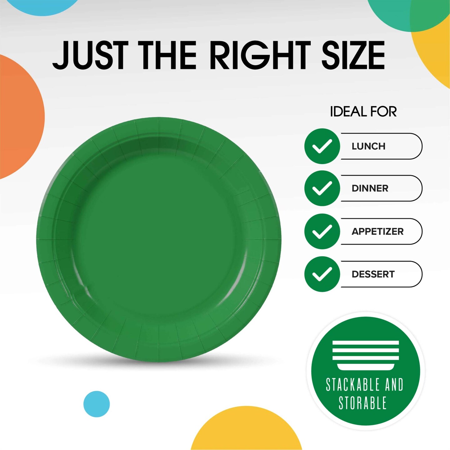 50 Count Emerald Green Paper Plates 9 Inch Durable Disposable Dinnerware for Parties & Events