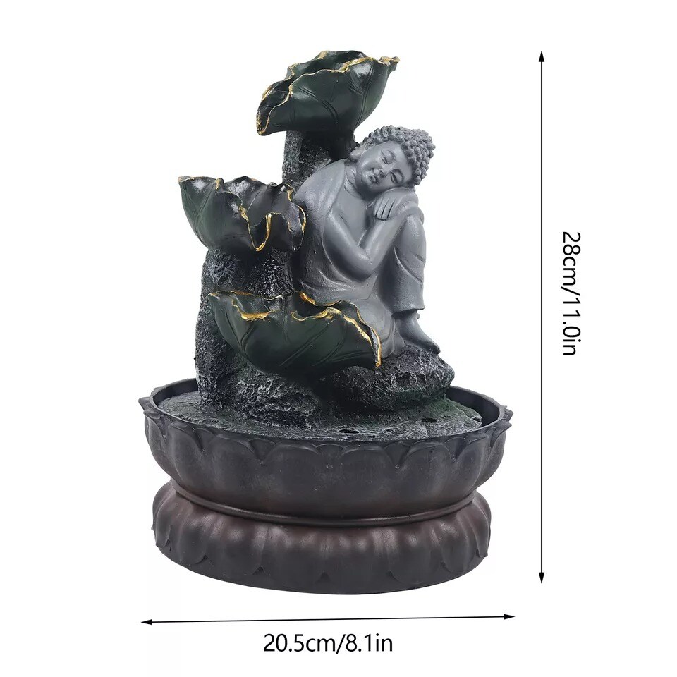 LED Sleeping Buddha Statue Tabletop Water Fountain fit for Home&Office Decor