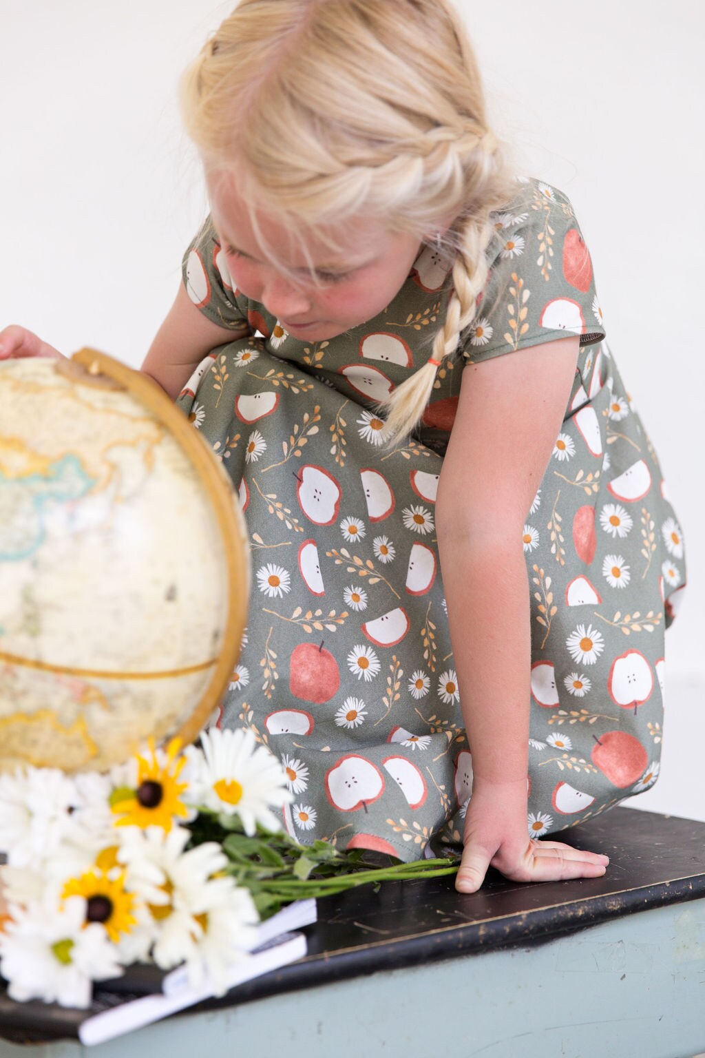 green and black floral dress LILOU Dress - Sage Green Cotton Muslin Dress main image 1