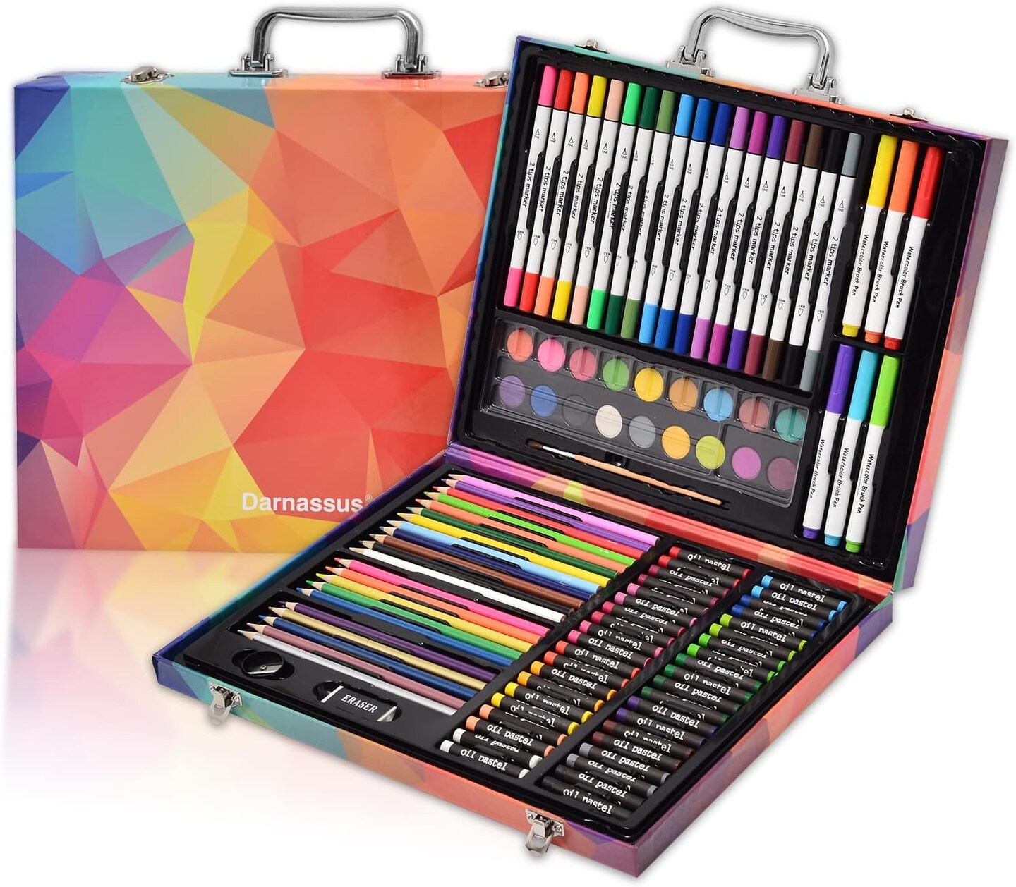 132-Piece Art Set, Deluxe Professional Colour Set, Art Kit for Children and Adults, with Compact Portable Case