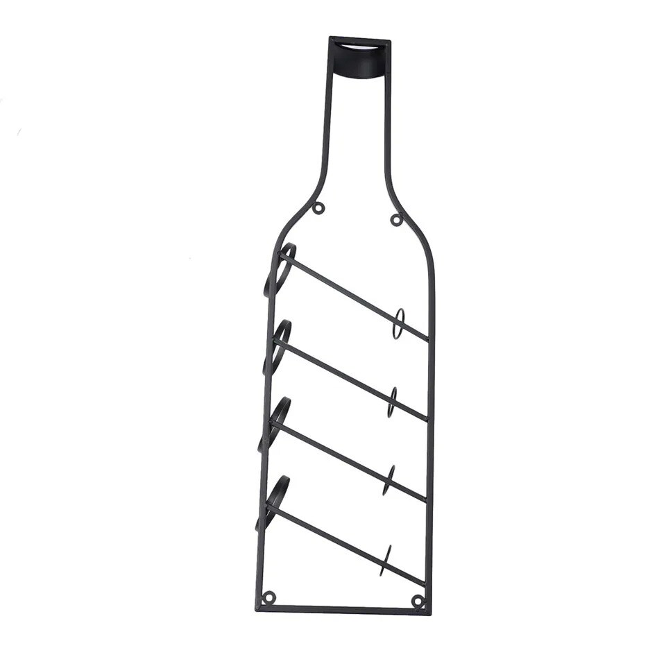 Wine Rack Wall Mounted, Bottle-Shaped Metal Hanging Wall Wine Rack Bronze