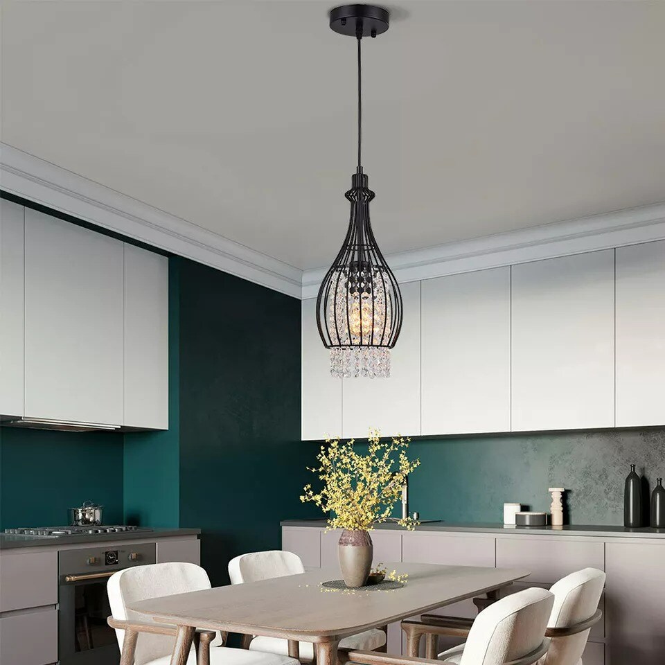 120v 60w Crystal Pendant Light Chandelier Ceiling Lamp Hanging Lighting Fixture