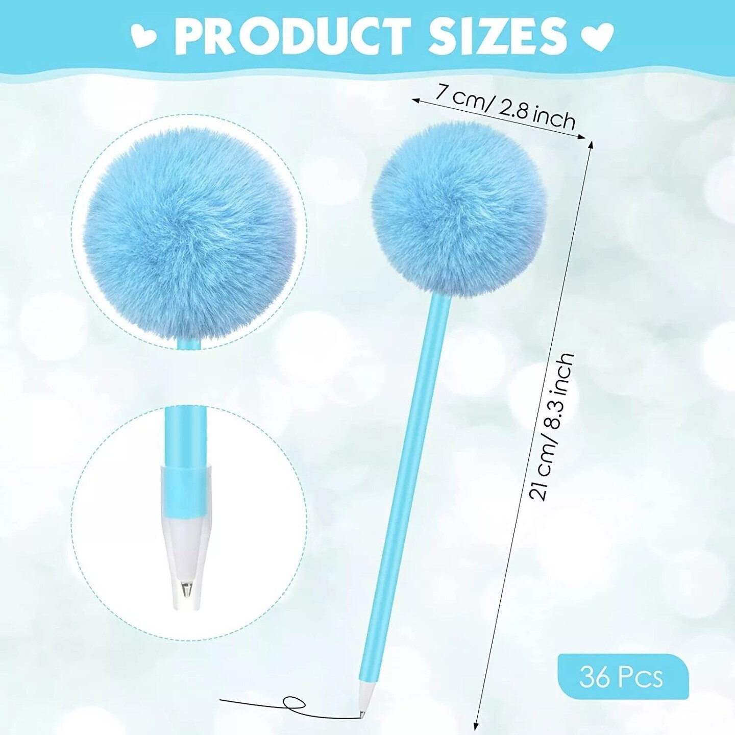 Kitcheniva 6 Pcs Pompom Pen Faux Fur Ballpoint