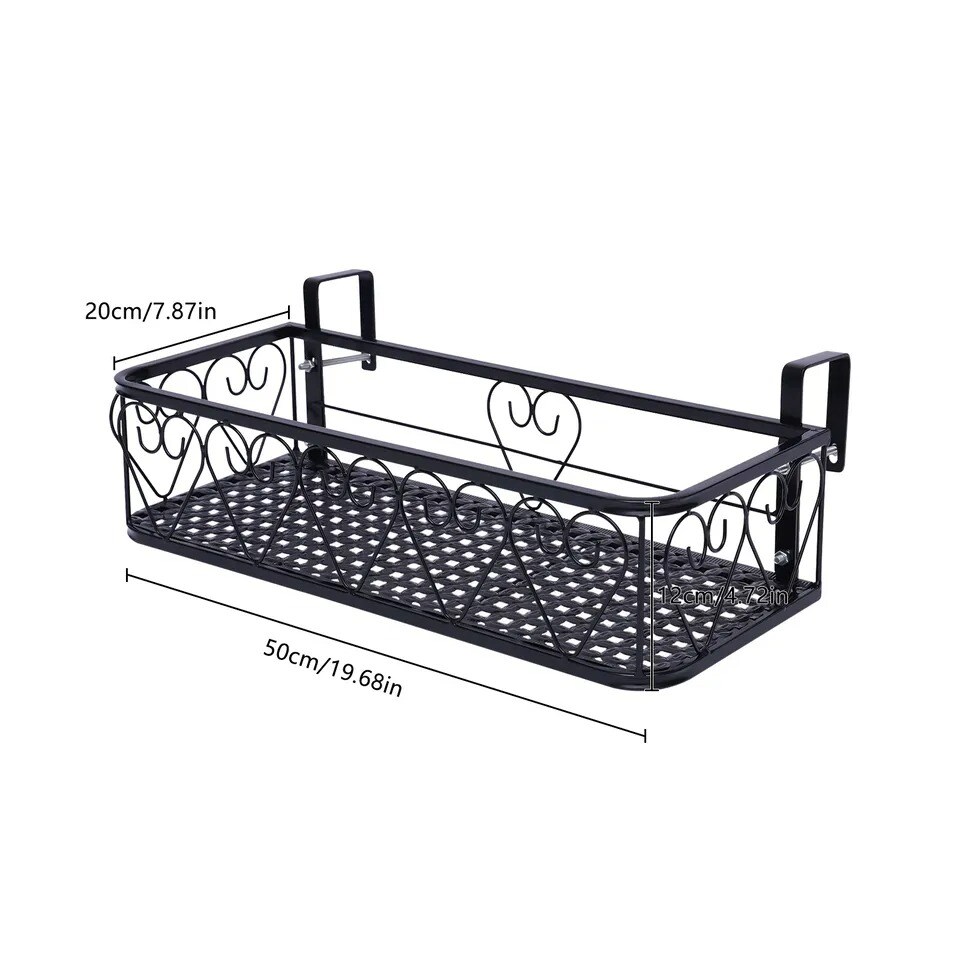 Balcony Railing Hanging Basket Shelf Flower Pot Stand Holder Potted Plants Rack