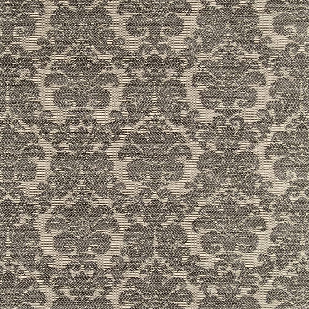 Smoke - Black,Grey & Silver Damask Upholstery Fabric 54 Inches"