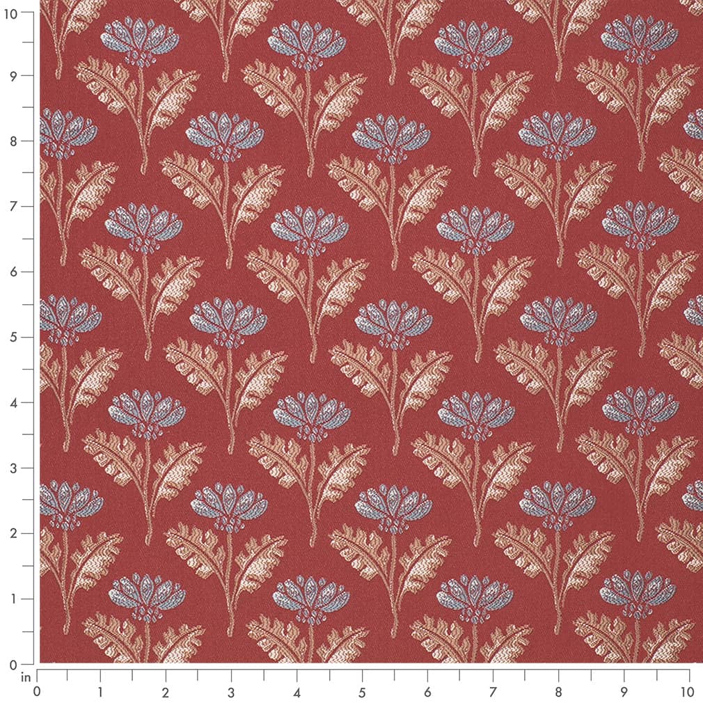 Grace Garnet - Red & Burgundy Floral Upholstery Fabric 54 Inches"