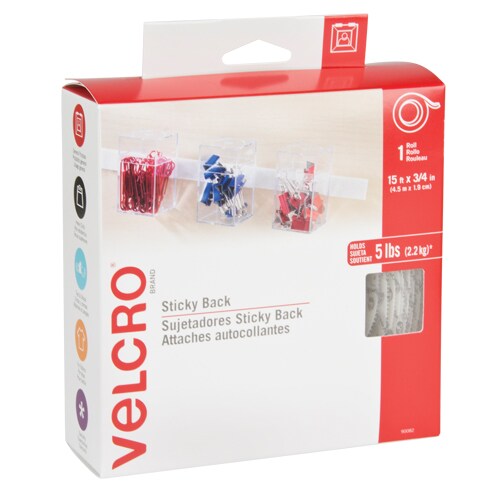 VELCRO&#xAE; Hook &#x26; Loop Strips 3/4&#x22; x 15&#x27; &#x2013; White, Adjustable Fastening Tape for Crafts, Organization &#x26; DIY Projects