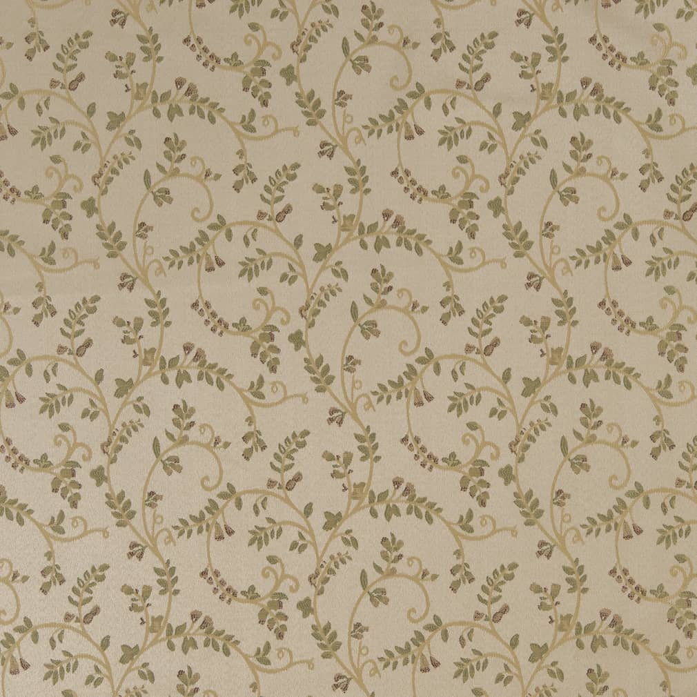 Prairie Nicolette - Beige & Taupe,Green Leaves Upholstery Fabric 54 Inches"