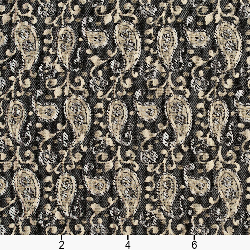 Sterling Paisley - Grey & Silver Paisley Upholstery Fabric 54 Inches"