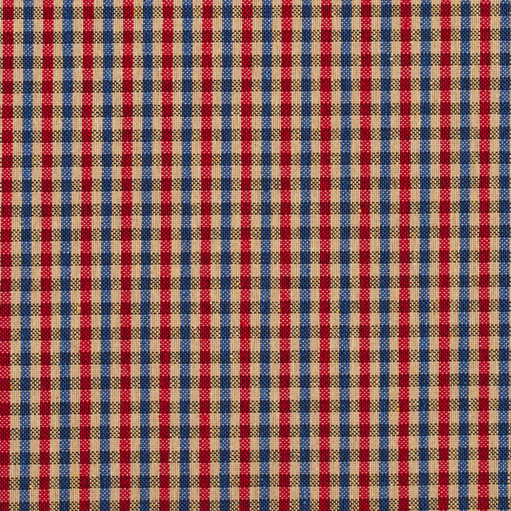Patriot Check - Blue,Red &#x26; Burgundy Check &#x26; Houndstooth,Small Scale Upholstery Fabric 54 Inches&#x22;