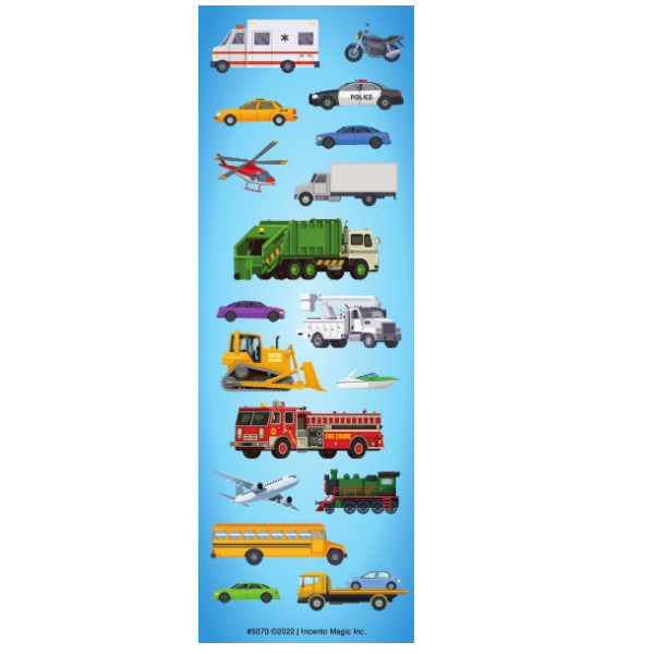 Vehicle Themed Die-Cut Stickers – 25 Sheets | Cars, Trucks & Transportation Stickers