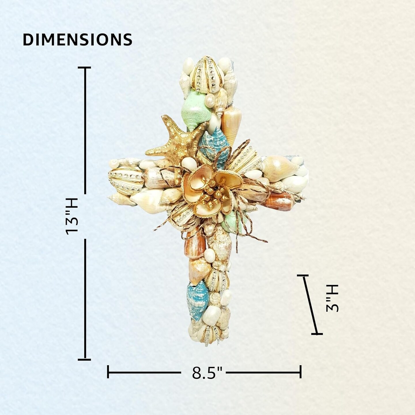 Coastal Shell Cross Wreath - Handcrafted Mother's Day Gift - Final sale / Non-returnable and Non-refundable