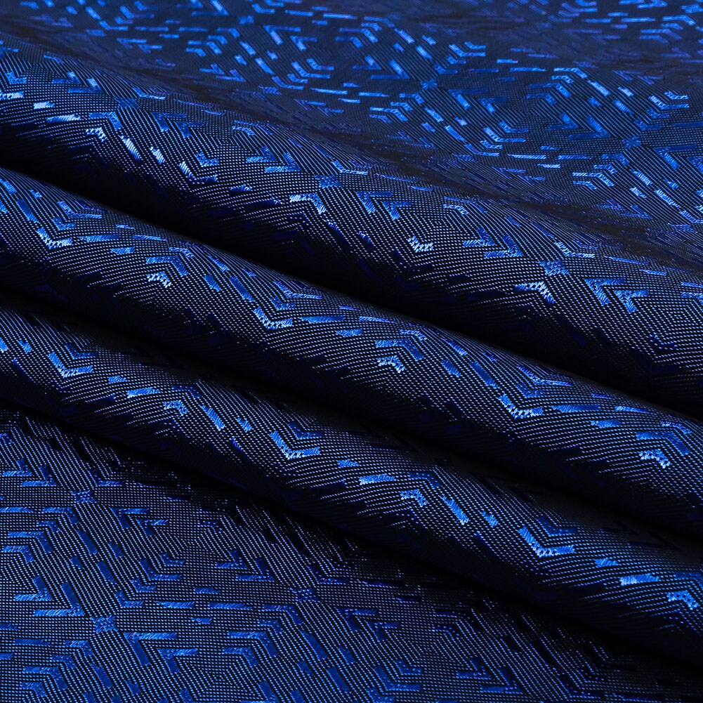 1 Yard Cobalt Navy Bi-Color Diamonds Jacquard Lining Fabric 55 Inch Width