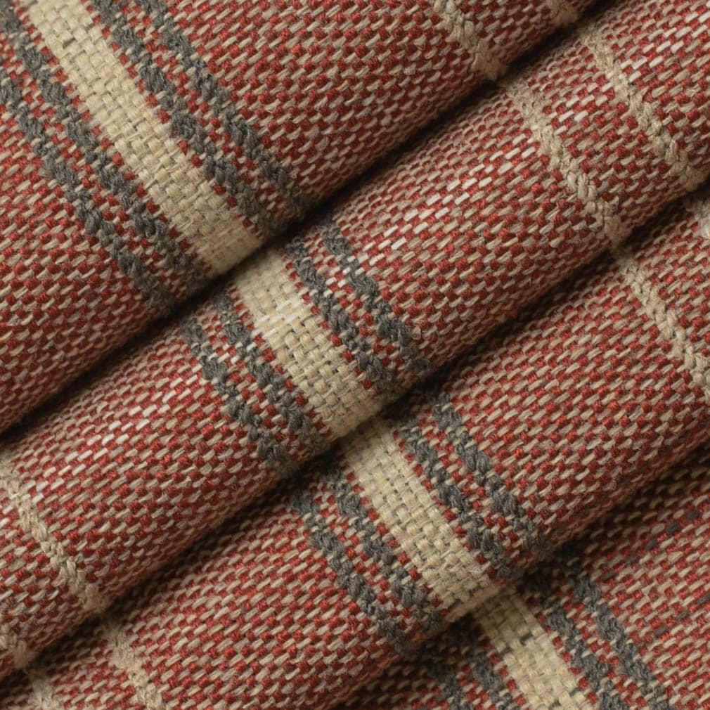 Upholstery Fabric - Red & Burgundy Plaid Upholstery Fabric 54 Inches"