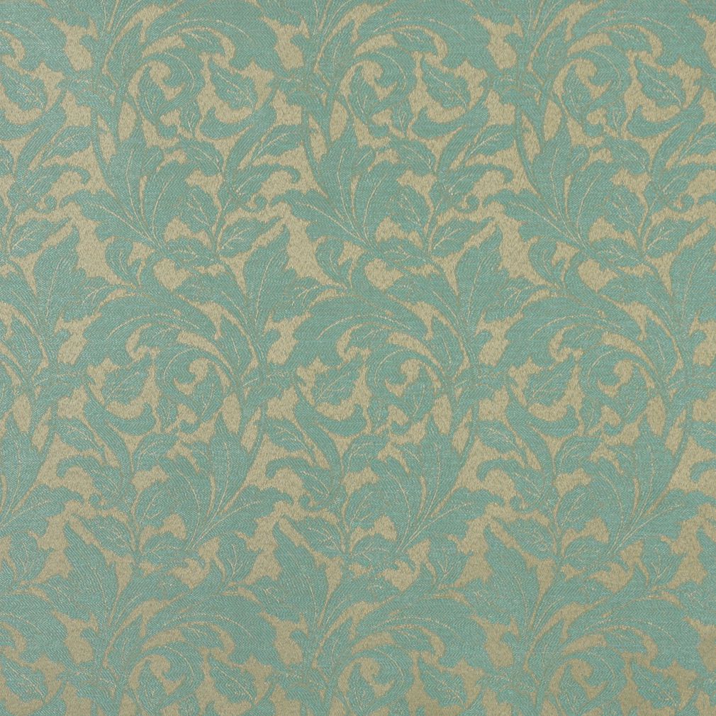 Seafoam/Leaf - Aqua & Teal Leaves Upholstery Fabric 54 Inches"