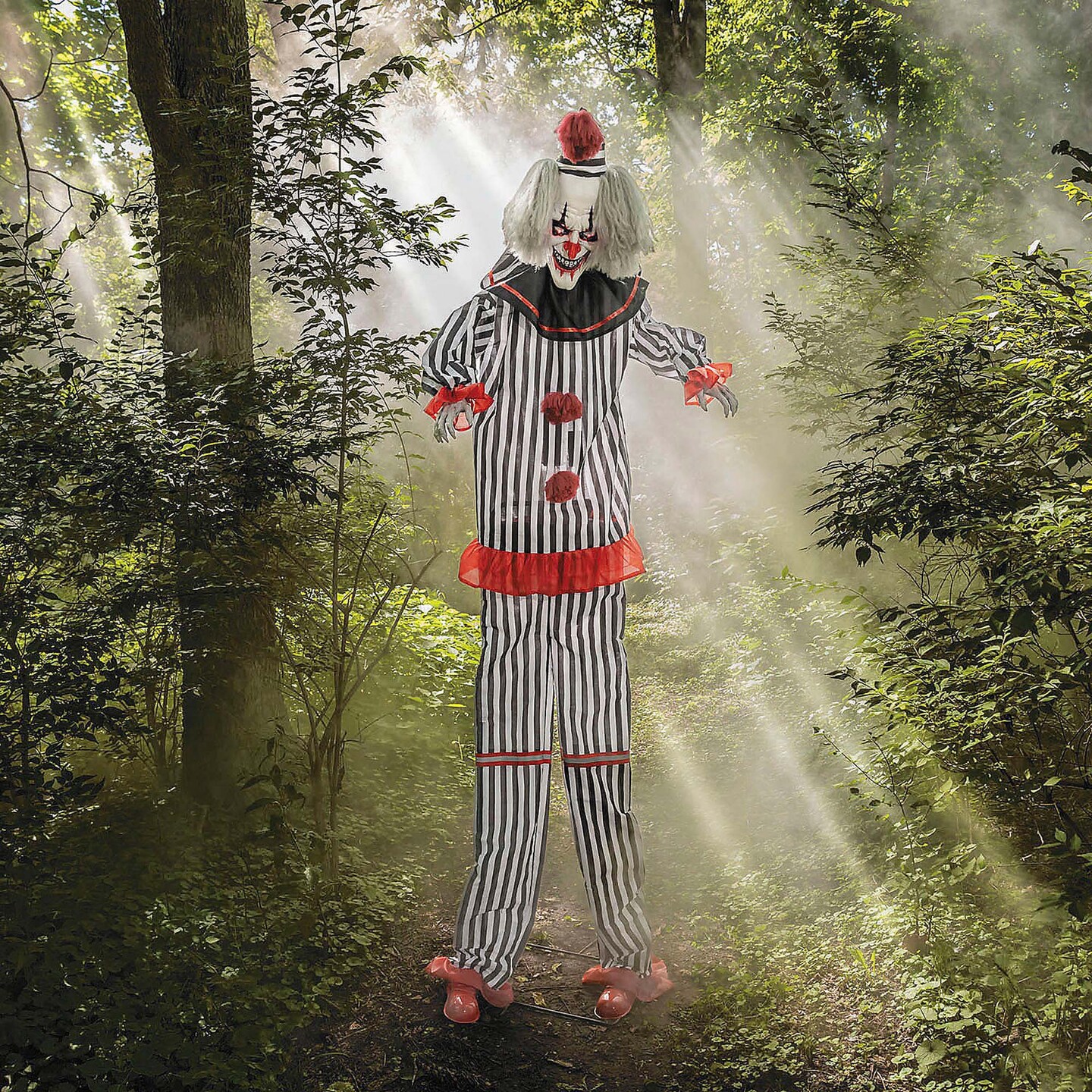 8 Ft. 2&#x22; Light-Up Lifting Clown with Hat Halloween Decoration